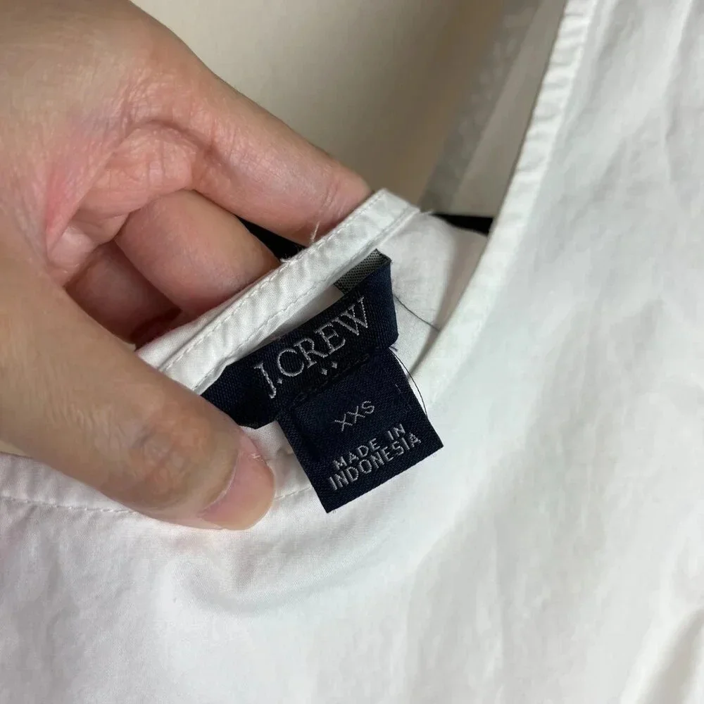 J Crew Bow-Back Peplum Tank Top White XXS Preppy Coquette Professional Corporate